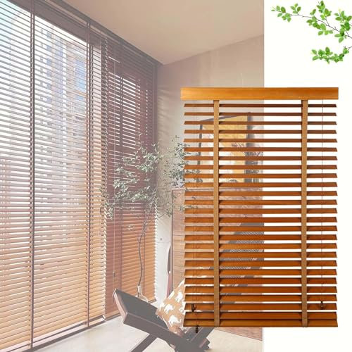 Solid Wood Blinds 60cm 70cm 90cm 100cm 115cm 120cm Wide,Horizontal Blinds,Venetian Blinds Wooden for Windows,Blackout/Heat Insulation/Privacy Curtains,50mm Slats Shutters,W×H-50×120(20 * 47in)