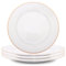 Happy Homewares Premium Set of 4 White Ceramic Dinner Plates with Elegant Thin Orange Rim - Durable, Stylish Dinnerware for Modern Table Settings