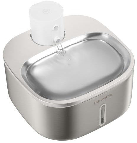 Pawspik Fuente de agua de acero inoxidable para gatos, dispensador de agua para gatos de 3.2 L, fuente de agua para perros, cuenco de agua, fuente automática para mascotas con sensor de movimiento,