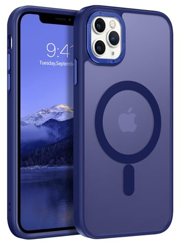BENTOBEN Magnetic Slim Case for iPhone 11 Pro Max, Translucent Matte Bright Blue, Shockproof Protective Cover with Raised Edges, Compatible with MagSafe and Wireless Charging