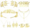 Finrezio Griechische Göttin Kostüm Zubehör Set für Damen Blatt-Stirnband Spiral Oberarmarmband Baumelnde Ohrringe Halskette für Hochzeit Toga Party Verstellbar Brauthochzeit Halloween