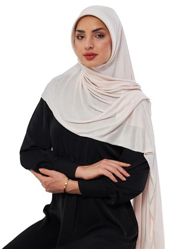 dscarf Hijab-Schal für Muslimische Frauen | Sofort Machbarer Jersey-Kopfschal | Fertig Genähter Jersey-Turban | Mode für Muslimische Frauen (Creme)