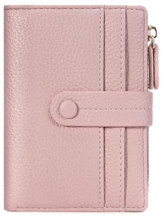 HKCLUF Portefeuille pour Femme, Portefeuille pour Femme en Cuir, Portefeuille RFID Petit Portefeuille avec Pochette à Monnaie Portefeuille avec Fermeture éclair et Compartiments Multiples (Rose)