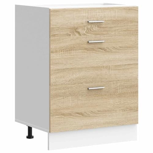 vidaXL Küchenunterschrank Lyon Sonoma-Eiche Holzwerkstoff, Spülenunterschrank, Schrank Küche, Lagerschrank, Unterschrank für Küche, Küchenzeile