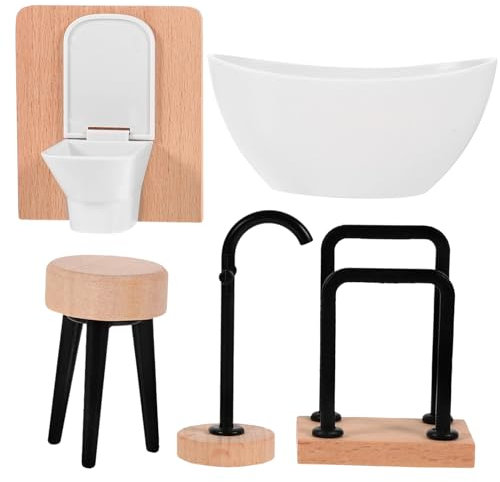 CIYODO Miniatur-Badezimmer-Set Mit Badewanne Und Toilette Für Puppenhaus Miniaturmöbel Badezimmerdekoration