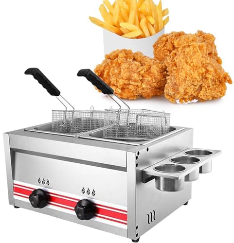 XNYXLPP Kommerzielle Fritteuse, Gas-Fritteuse, Outdoor-Fritteuse, Edelstahl-Gaskocher, für Pommes Frites, Truthahn, Donuts