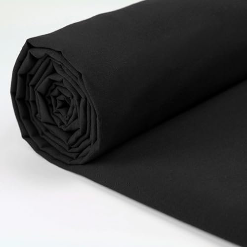 A-Express 100% Baumwollstoff - 150 cm (60 Zoll) Breit – Uni Baumwoll stoff Meterware - Ideal für Patchwork, Nähen, Vorhang, Futter, Bettwäsche, Schneiderei, Kissenbezüge - Schwarz 1 Meter