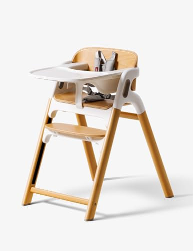 Momcozy DinerPal - Trona de madera para bebés, niños pequeños y adultos de hasta 300 libras, trona convertible con bandeja de grado alimenticio, apta para lavavajillas, ajustable y ergonómica, madera
