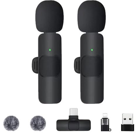 WoskjXas Kabelloses Mikrofon Ansteckmikrofon Kabellos für iPhone/Android/PC, Microphone Lavalier Kabellos Mini Mikrofon für YouTube, TikTok, Vlog, Aufnahmen