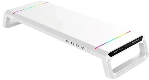 Support pour écrans d'ordinateur avec port USB extensible, rehausseurs pliables avec support de téléphone intégré, étagère de bureau, lumière LED