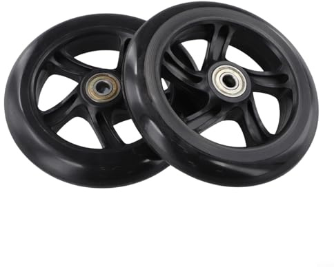 CWOQOCW Leise PU-Räder, Ersatz mit Hochgeschwindigkeits-Kugellagern für Kick-Scooter, Trolley, Rollstuhl, 125 mm - 200 mm (125 mm x 24 mm, schwarz), 2 Stück