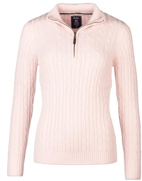Rydale Ladies Quarter Zip Cable Knit Jumper Womens Chunky Knitted Sweater Long Sleeve Pullover Half Zip V Neck Jumpers