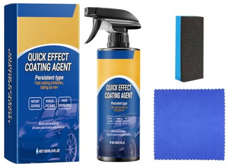 JUCHRZEY Schnellwirkende Versiegelungslösung, 120 ml Autoversiegelungsspray for dauerhaften Glanz, Vielseitiges Renovierungsmittel mit Tuch und Schwamm for Fahrzeugpflege