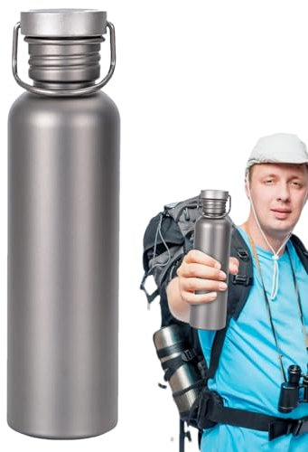 Sport-Trinkflasche, aus Titan, auslaufsicherer Deckel, 700 ml, mit robustem Design, ideal für Wanderungen