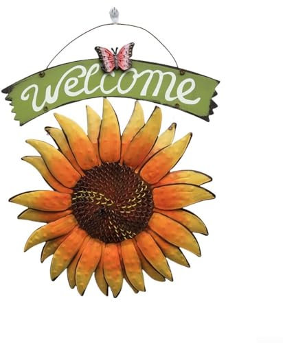 Cartel de bienvenida de metal con diseño de girasol, ideal para cualquier ocasión