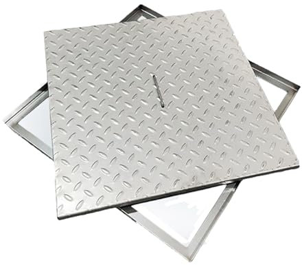 LUNAIZHUO Chiusino Pozzetto in Acciaio Inossidabile Ispessito, Coperchi Pozzetti Settica Rinforzato Antiscivolo, Tombino per Cucina, Vialetto, Cortile(30x30x2.5cm/12x12x1in)