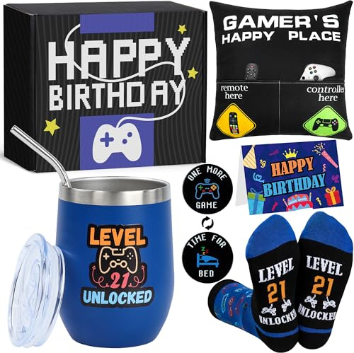 Festivora 21st Birthday Gifts for Men, Gamer Birthday Gift for 21st Mens | Funny 21 Year Old Gamepad Gifts Ideas for Mens Husband Son Grandson Nephew Friend Video Game Lovers