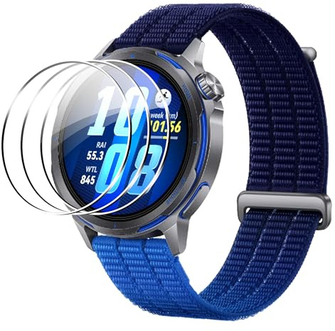 Heioloo 3 Pièces Protection Écran pour Huawei Watch GT Runner 2 Verre Trempé avec, Dureté 9H, Installation Facile, Film de Protection Anti-Rayures, Film sans Bulles, Ultra HD Film Protection D'écran