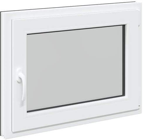 Kellerfenster RISOR Anthrazit 80 x 60 cm PVC und Glas, Modernes Untergeschossfenster Design, Langlebige PVC-Glas-Konstruktion, Energieeffizient, Wärmedämmung, Schallisolierung, Drehbare Funktion