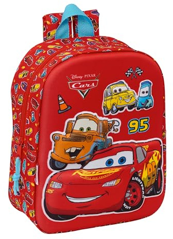 CARS - Mochila de Guardería 3D, Fácil Limpieza, Ideal para Niños de Diferentes Edades, Cómoda y Versátil, Calidad y Resistencia, 22x10x27 cm