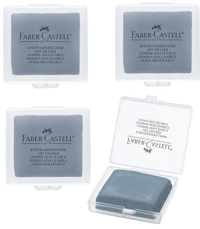 Faber Castell Art Eraser - Borrador de Goma moldeable, Ideal para Dibujo, tamaño Grande, Gris, Paquete de 18 Unidades