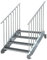 Außentreppe 4 Stufen 110 cm Laufbreite - beidseitiges Geländer - Anstellhöhe 62 cm bis 84 cm - Gitterroststufe ST1 - feuerverzinkte Stahltreppe mit 1100 mm Stufenlänge als montagefertiger Bausatz