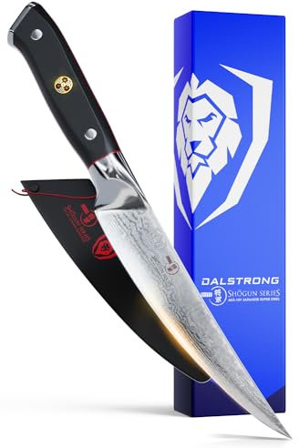 DALSTRONG Premium Filetiermesser mit Klingenschutz - Damastmesser - nach Kanadischem Design aus AUS-10V japanischem Damaskus - 15 cm - Shogun Series