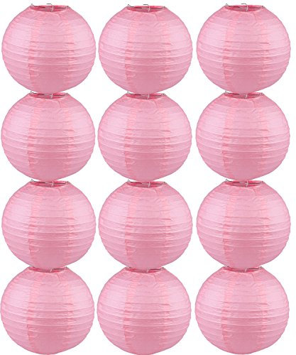 Tmade 12 Stück 15 cm rosa Papier Laternen für Geburtstag, Babyparty, Hochzeit, Party, Garten, Heimdekoration