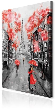 decomonkey Wandbilder Menschen Paris 60x90 cm 1 Teilig Leinwandbilder Rot