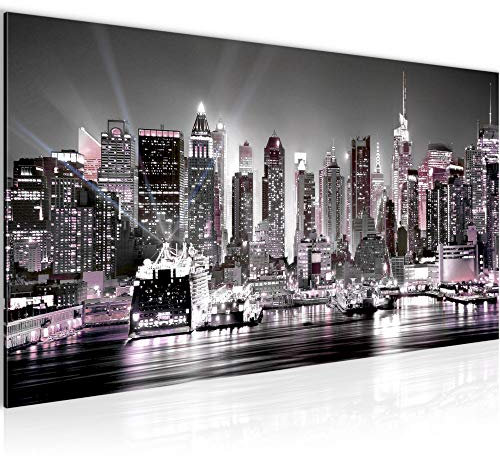 Runa Art Quadri Moderni New York City Tela Non Tessuta Soggiorno Corridoio Orizzonte Rosa Grigio 605512b
