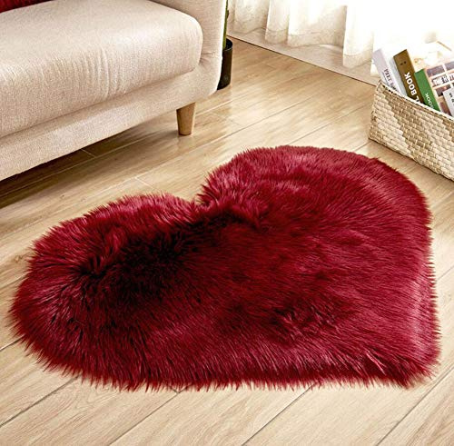Faux Lammfell Teppich Kunstfell Matte Sofa-Deco 29 (Burgundy, 40 * 50)