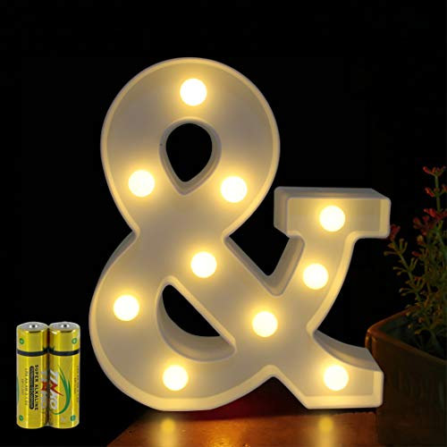 HONPHIER® Letter Lights Decorative LED Alphabet Lights Marquee Decoration Light Up Sign Night Light Battery Operated for Birthday Party Wedding Receptions Holiday Bar Home Bedroom Bath Bar Decor (&)