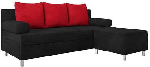 Mirjan24 Schlafsofa Dover, Sofa mit Bettkasten und Schlaffunktion, Bettsofa, Farbauswahl, Schlafcouch mit Chromfüße, Couch, Couchgarnitur (Schlafsofa mit Polsterhocker, Alova 04 + Alova 46)