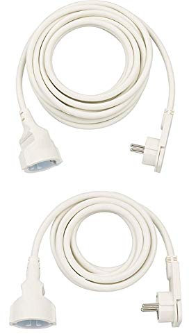 Brennenstuhl Qualitäts-Kunststoff-Verlängerungskabel mit Flachstecker (für innen mit 5m Kabel, weiß) und Qualitäts-Kunststoff-Verlängerungskabel mit Flachstecker (für innen mit 3m Kabel, weiß)
