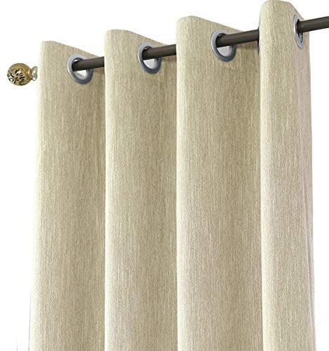 Melodieux Vorhänge Verdunkelung Gardinen Blickdicht Leinenoptik für Wohnzimmer Schlafzimmer, Beige 229x117cm - 1 Stück