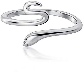 Allgut Damen Ring 925 Sterling Silber Schlange Ring Verstellbar Fingerring Silber Ring Mädchen Offen Ring