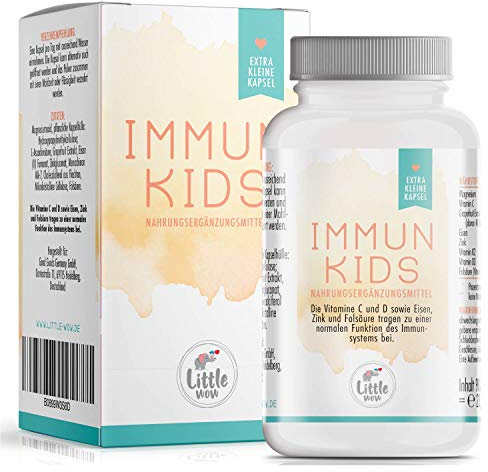 Multivitamin Kapseln für Kinder speziell für das Immunsystem - Mit Vitamin C + D + Magnesium + Folsäure B9 + Eisen & Zink - 90 Kapseln 100% VEGAN für 3 Monate - Grapefruit Extrakt, Vitamine Kinder