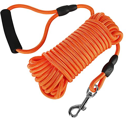 Vivifying Lange Hundeleine, 9,8 m, schwimmende Hundetrainingsleine, kariert, Seil mit bequemem Griff für draußen, Wandern, Schwimmen, Strand und See (Orange)