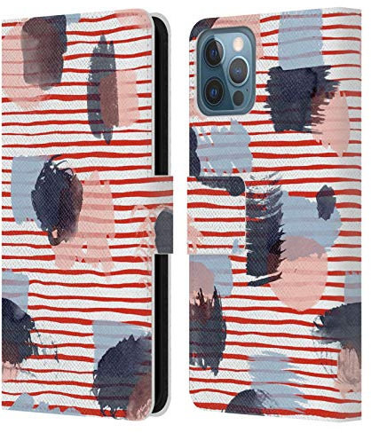 Head Case Designs Offizielle Ninola Graphische Rote Gedanke-Punkte Muster Leder Brieftaschen Handyhülle Hülle Huelle kompatibel mit Apple iPhone 12 / iPhone 12 Pro