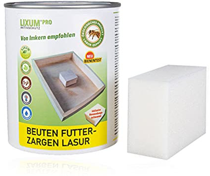 LIXUM PRO Biologische Futterzargen Lasur für Beuten, Farbe:farblos 0.00, Inhalt:2 Futterzargen 120ml, inkl. Zubehör:Schwamm