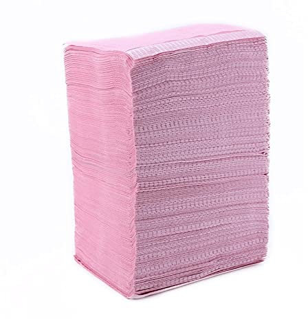 PJRYC 125 Stück Zahn-Lätzchen, 33 x 45,7 cm, 3-lagig, Einweg-Lätzchen, wasserdicht, für Patienten, wasserdicht, Tattoo-Lätzchen, Zahnbauch(Rosa)