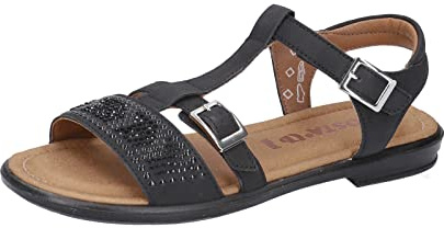RICOSTA Mädchen Riemchensandalen Bella,Kinder Sandalen,WMS:Mittel,bequem,flach,Kids,Kinderschuhe,Sommerschuhe,schwarz (090),32 EU
