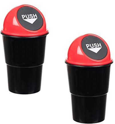 Invero Set of 2 Auto Mini Car Van Universal Fit Trash Dust Bin Rubbish Waste Storage Holder - Ideal for Cars, Vans, Home, Office Desks for Rubbish or Store Tissues, Sweets and more