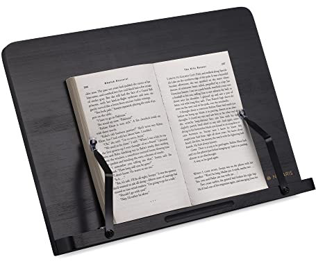 Navaris Porte-livre - Support universel 33 x 24 cm en bambou pour livre de cuisine tablette liseuse - Pupitre de lecture pour table bureau