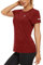 KEFITEVD Women's Workout Running T-Shirt Ladies Activewear Yoga Gym Short Sleeve Tops Sports Shirts Soft,Dark Orange,M