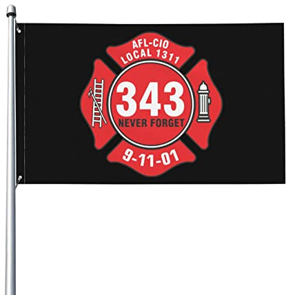 Dekorative Fahnen 343 Feuerwehr-Denkmal 9-11 Vergessen Sie Nie Pride Flag Langlebig Yard-Flaggen Uv-Beständig Garten Fahne Für Veranda Indoor Outdoor Aktivitäten 90x150 cm