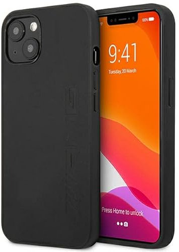 AMG AMHCP14SDOLBK Hülle für iPhone 14 6,1 schwarz/Black hardcase Leather Hot Stamped