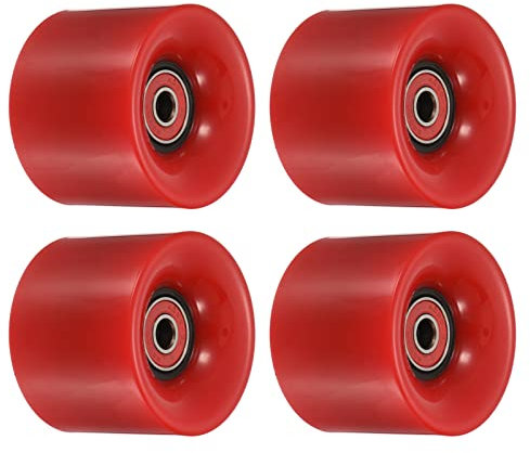PATIKIL 4 Stück 60mm Longboard Rollen mit Lager ABEC-9 Skateboard Rad Straße Rollen für Skateboards Cruiser Räder Ersatz 80A Rot