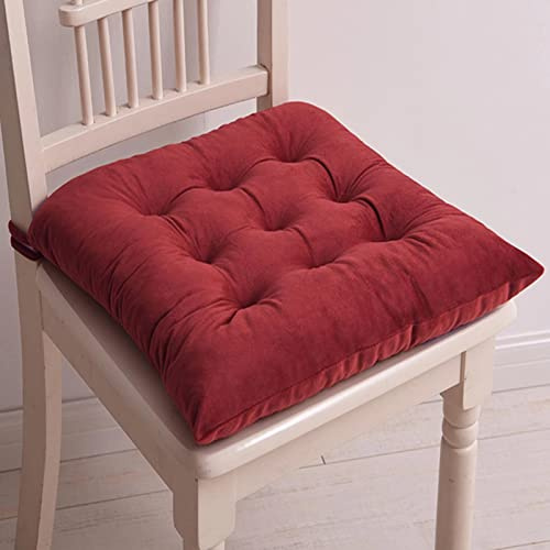 Yadlan Stuhlkissen 45x45 Mit Bändern 6er Set, Sitzkissen Outdoor Gartenstuhl, Sitzpolster Stuhl Trapez Sanft, Bunt Doppelseiten Gartenkissen Rot