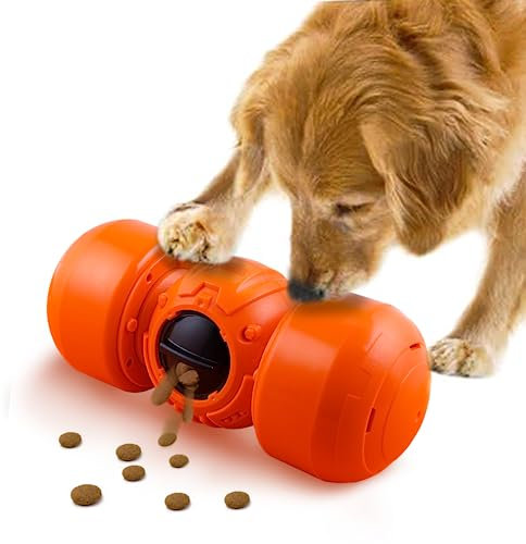 Leipple Interactive Dog Toy for Large Dogs, Rolling Dog Treat Dispenser Slow Feeder, Automatic Durable Puzzle Toy Slow Feeder for Improve IQ, Reduce Boredom, Medium Large Dogs (Yellow)